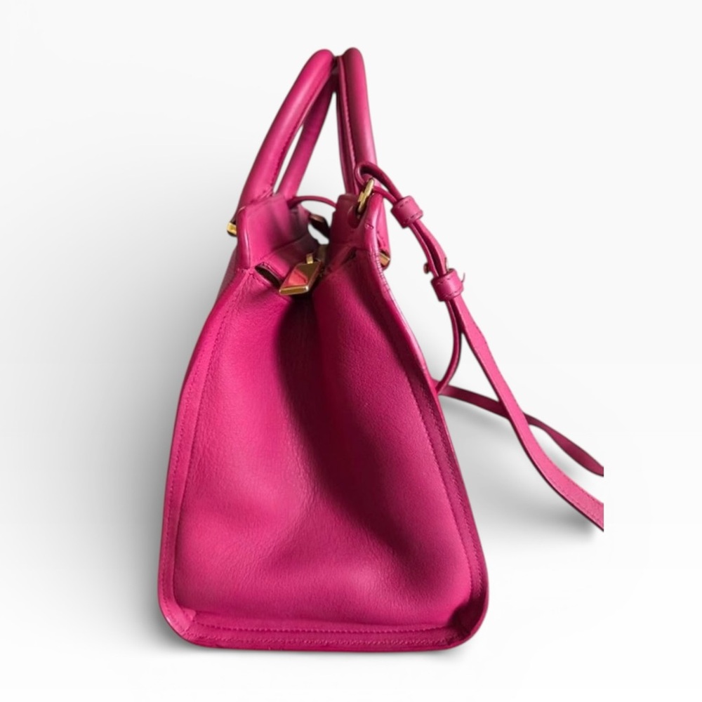 SOLD Auth Yves Saint Laurent Cabas Cynch Small Fuchsia Tote Y Bag pink leather - Picture 5 of 14